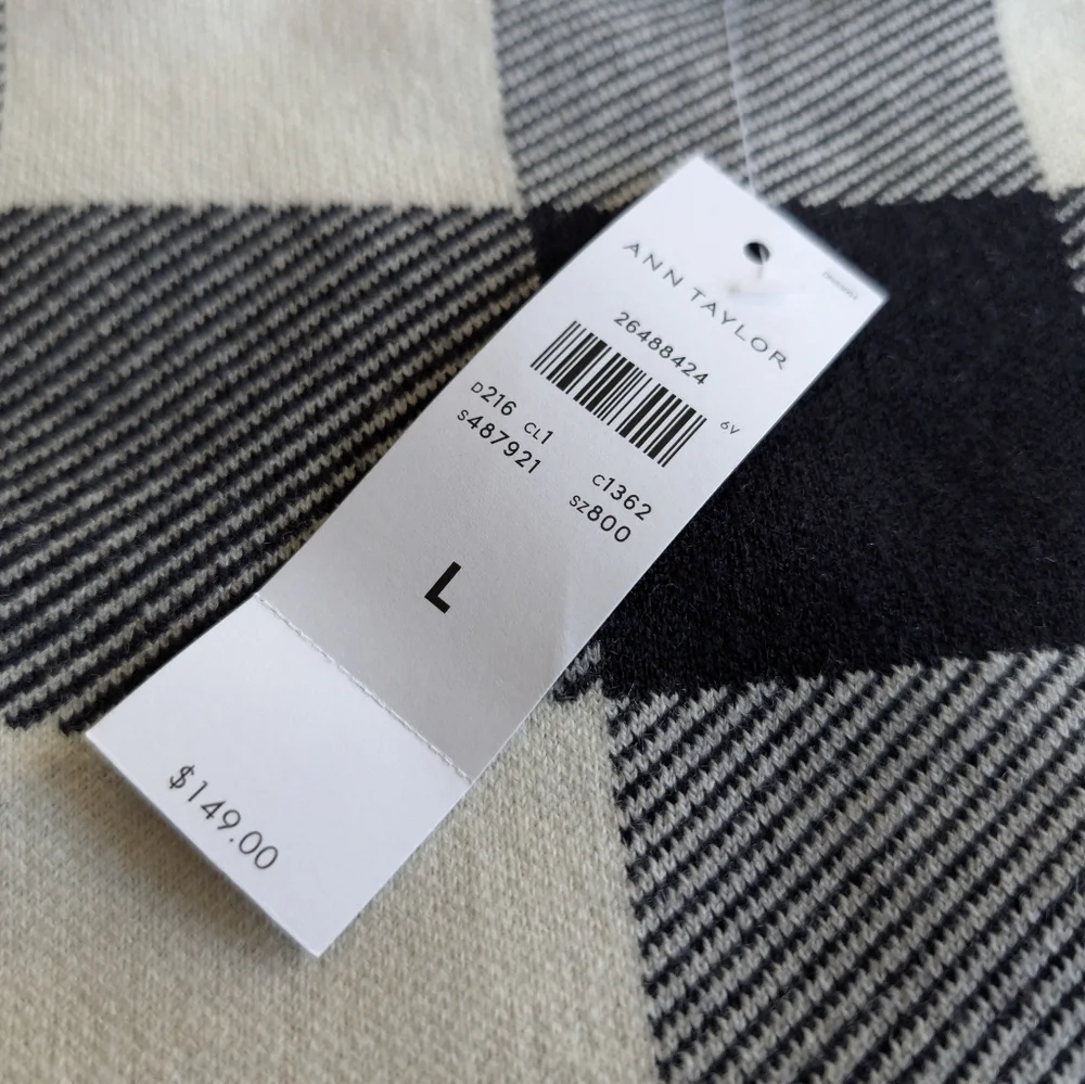 Ann Taylor Women’s‎ Large Sweater Wool Dress Buffalo Plaid Long Sleeve NEW! - Picture 5 of 8